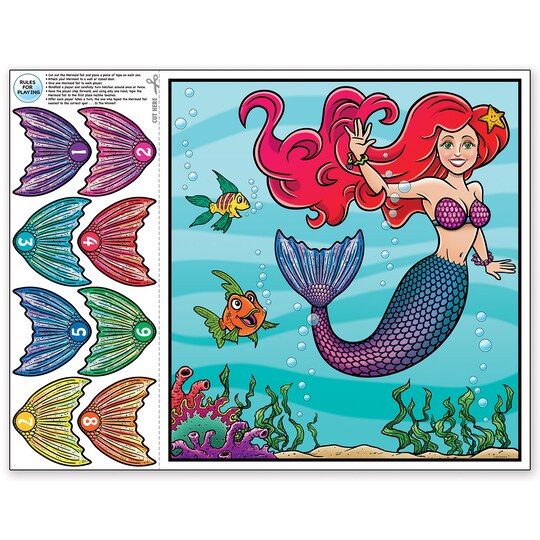 Beistle; Beistle Set of 24 Pin the Tail on the Mermaid Party Game 18.75"; Category:Ceiling Lights; Image:1
